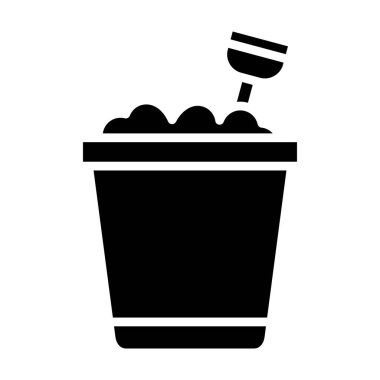 Beyaz arkaplanda kum kovası simgesi, vektör illüstrasyonu