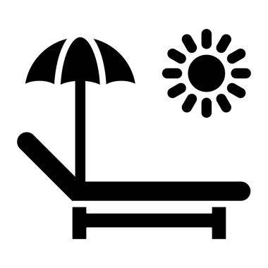 Plaj şemsiyesi ikonu. Web için güneş paneli vektör simgelerinin özet çizimi