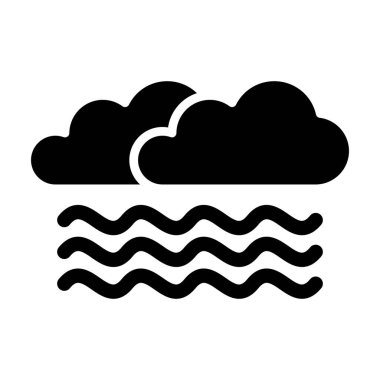 Sisli hava vektörü kabartması düz simge