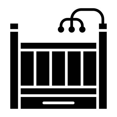 bebek beşiği ikonu. Web için beşik yatak vektör simgelerinin özet çizimi