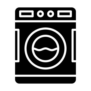 çamaşır makinesi simgesi, vektör illüstrasyonu