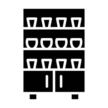 Otel odası ikon vektörü. Düz çizim. 10 saniye.