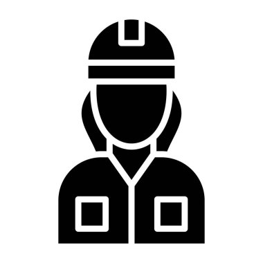 Bayan işçi. Web simgesi basit illüstrasyon