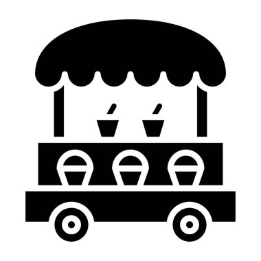 Alışveriş arabası ikonu. Web için pastane vektör simgelerinin basit illüstrasyonu