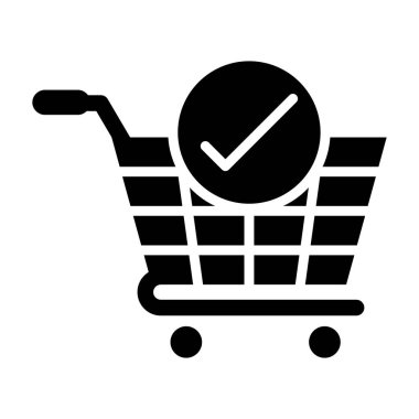 shopping cart with check mark icon. vector illustration