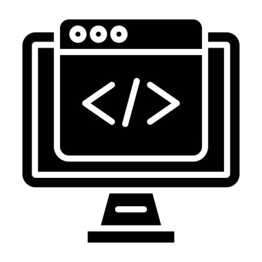 Kodlama. Web simgesi basit illüstrasyon