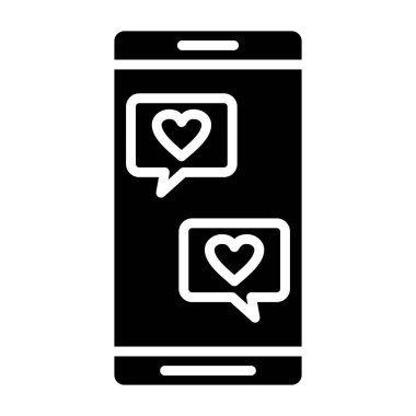 Mesajlı akıllı telefon ve kalp vektör çizimi tasarımı