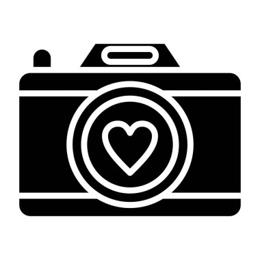 camera icon vector isolated on white background for your web and mobile app design, love logo concept