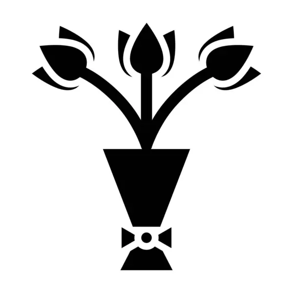 花器のアイコン アウトラインガーデン植物ベクトルイラストピクトグラム — ストックベクタ
