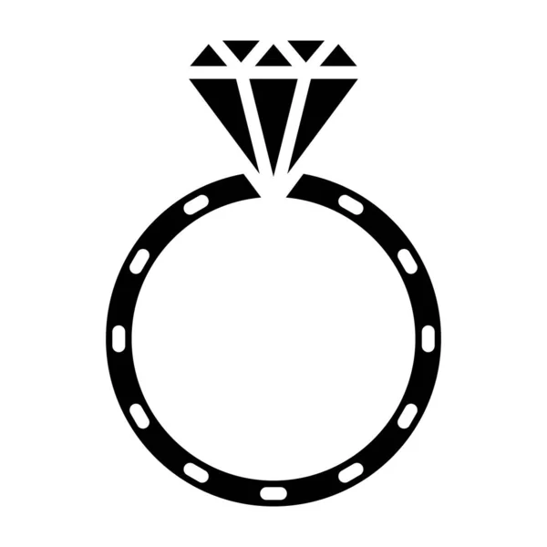 Diamond Ring Icon Outline Illustration Jewelry Vector Symbol — Stockový vektor