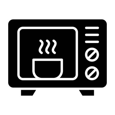 mikrodalga fırın ikonu vektörü. İnce çizgi işareti. izole edilmiş sınır sembolü çizimi