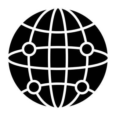 küresel ağ simgesi. Web tasarımı için küresel vektör sembolünün basit bir gösterimi