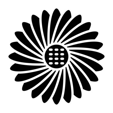 Çiçek ikonu. siyah ve beyaz resimleme.