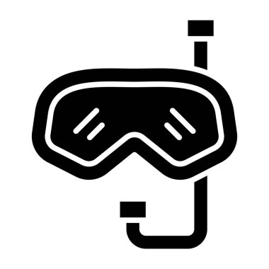 Dalış maskesi ikon vektörü. Dalış gözlüğü işareti. izole edilmiş sınır sembolü çizimi