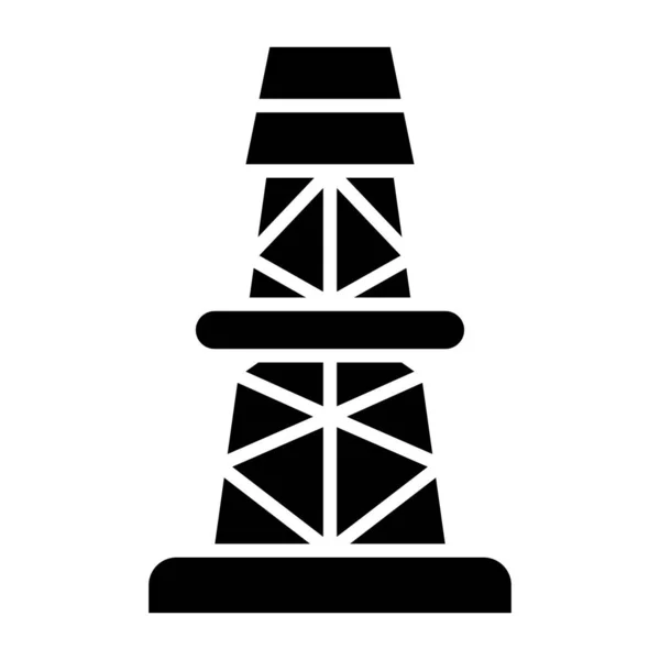 タワーベクトルグリフフラットアイコン — ストックベクタ