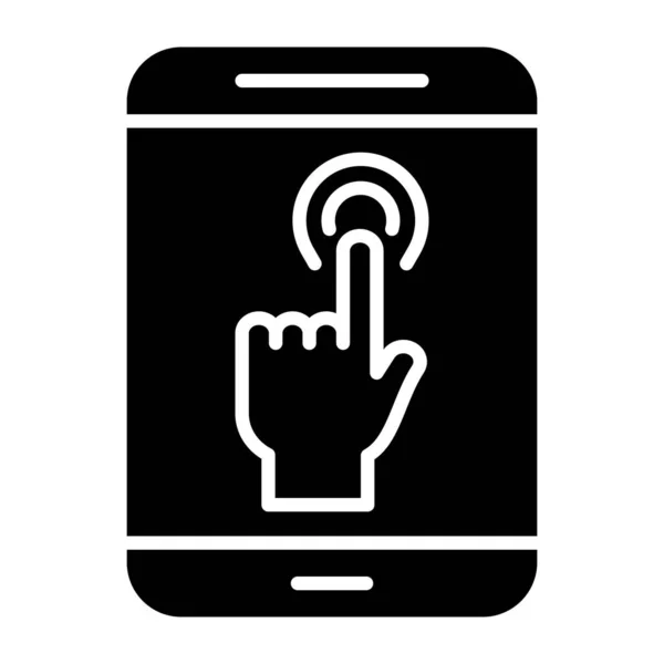Touch Screen Smartphone Icon Outline Hand Holding Phone Vector Illustration — Stock Vector