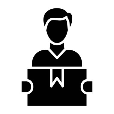 Kutu vektörü simgesi simgesi olan adam