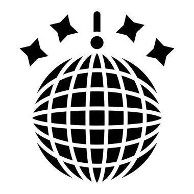 disco ball icon. black and white illustration.