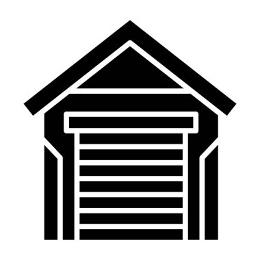 Ev binası ikonu. Garaj vektörü sembolünün ana hatları web tasarımı