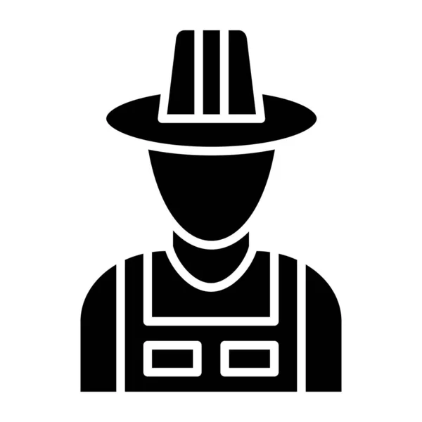 Agriculteur Avec Icône Chapeau Illustration Simple Homme Avec Symbole Vectoriel — Image vectorielle