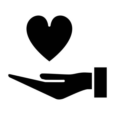 Kalp ikonu vektör illüstrasyonuyla el