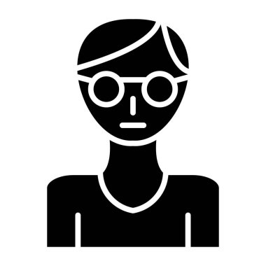 Kadın avatar ikonu. İnsan vektörü karakter ana hatlarının basit çizimi.