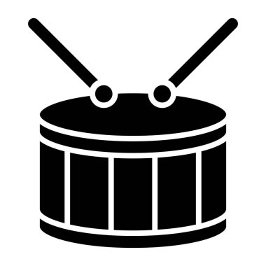 Web ve mobil uygulama tasarımınız için beyaz arkaplanda izole edilmiş davul simgesi vektörü, müzik enstrümanı logosu konsepti