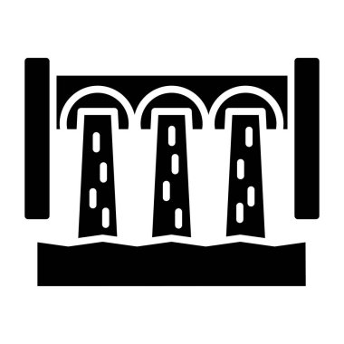 Beyaz arkaplanda izole edilmiş köprü simgesi vektörü, su şeffaf işareti, tuğla ve sınır tasarım unsurları ana hat biçiminde