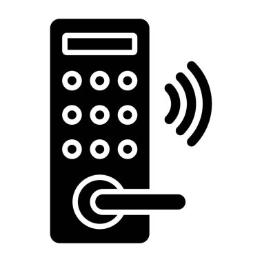 Alışveriş makinesi ikonlu cep telefonu. Ana hatlı telefon terminali çizimi. beyaz arkaplanda izole