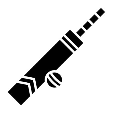 Beyzbol sopası ikonu. Beyaz arkaplanda izole edilmiş web tasarımı için kriket topu vektör simgelerinin basit çizimi