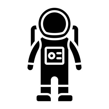 Astronot ikonu. Beyaz arkaplanda robot vektör çizimi