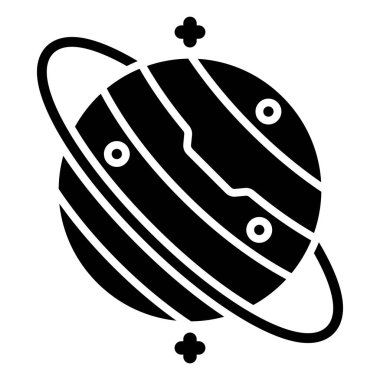 Uzay Gezegeni ikonu. Web için uydu vektör simgelerinin özet çizimi