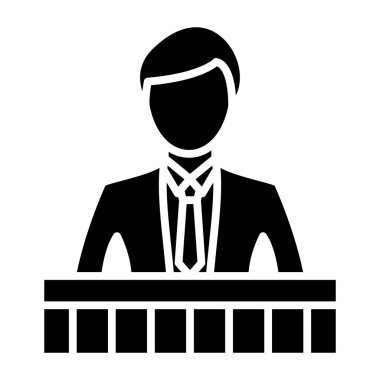 İş adamı ikonu. siyah ve beyaz vektör çizimi