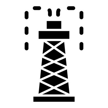 Düz bir kule simgesi. beyaz arkaplanda deniz feneri vektör çizimi.