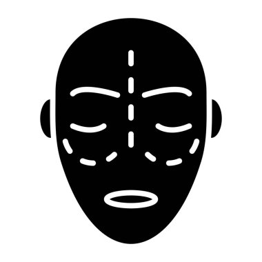 İnsan yüzü maskesi ikonu. Web için baş gövde vektör simgelerinin özet çizimi