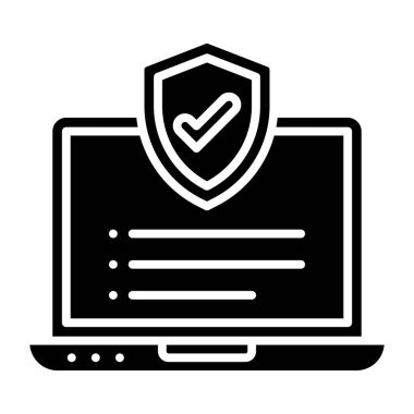 Kalkan ve asma kilit vektör çizimine sahip dizüstü bilgisayar