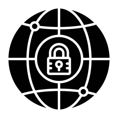 küresel güvenlik simgesi vektör illüstrasyonu