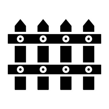 Çit simgesi. Ağ için ahşap kapı vektör simgelerinin basit çizimi