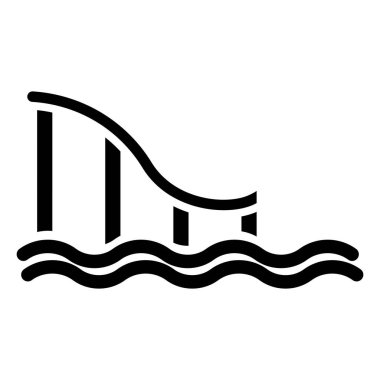 Su dalgaları ikon vektörü. Deniz plajı. Havuz sembolü izole edilmiş sınır çizimi