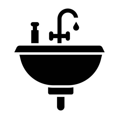 Banyo lavabosu ikon vektörü. İnce çizgi işareti. izole edilmiş sınır sembolü çizimi