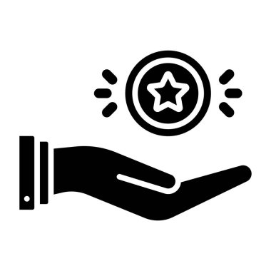 Madeni para simgesini tutan bir el. vektör illüstrasyonu