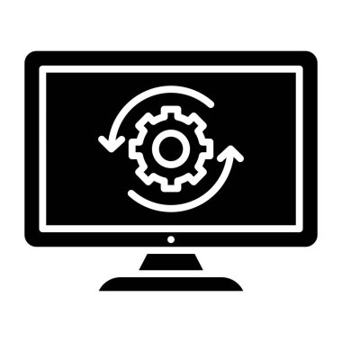 computer monitor with settings and gears vector illustration design