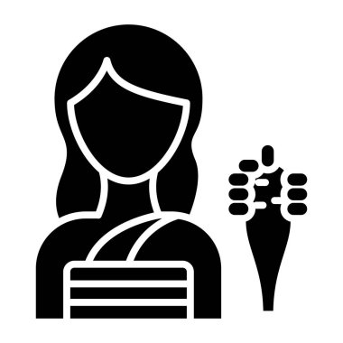 Neandertal Kadın ikonu. vektör illüstrasyonu