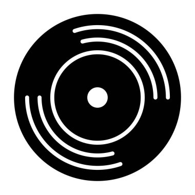 Vinil disk simgesi. taslak müzik kaydı vektör illüstrasyon piktogramı. beyaz arkaplanda izole.