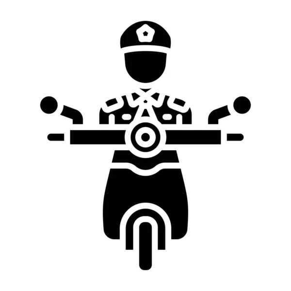 Scooter Ikonu Üzerinde Polis Memuru Vektör Çizimi Basit Tasarım — Stok Vektör