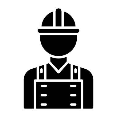 Kask simgesi olan işçiler, vektör illüstrasyonu