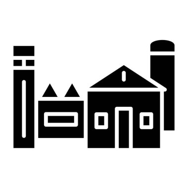 Fabrika binası ikonu. Web için bitki vektör simgelerinin özet çizimi