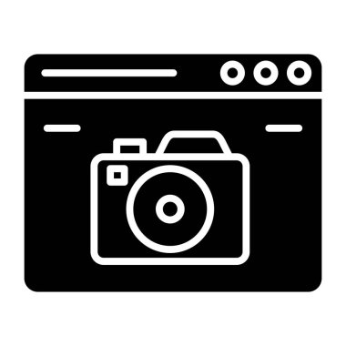 Kamera web sitesi düzeni basit simge, vektör illüstrasyonu