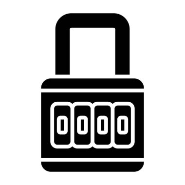 Sayı asma kilit simgesi, vektör illüstrasyonu basit tasarım