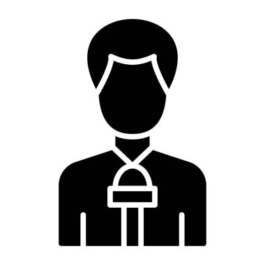 Gazeteci Erkek basit simgesi, vektör illüstrasyonu